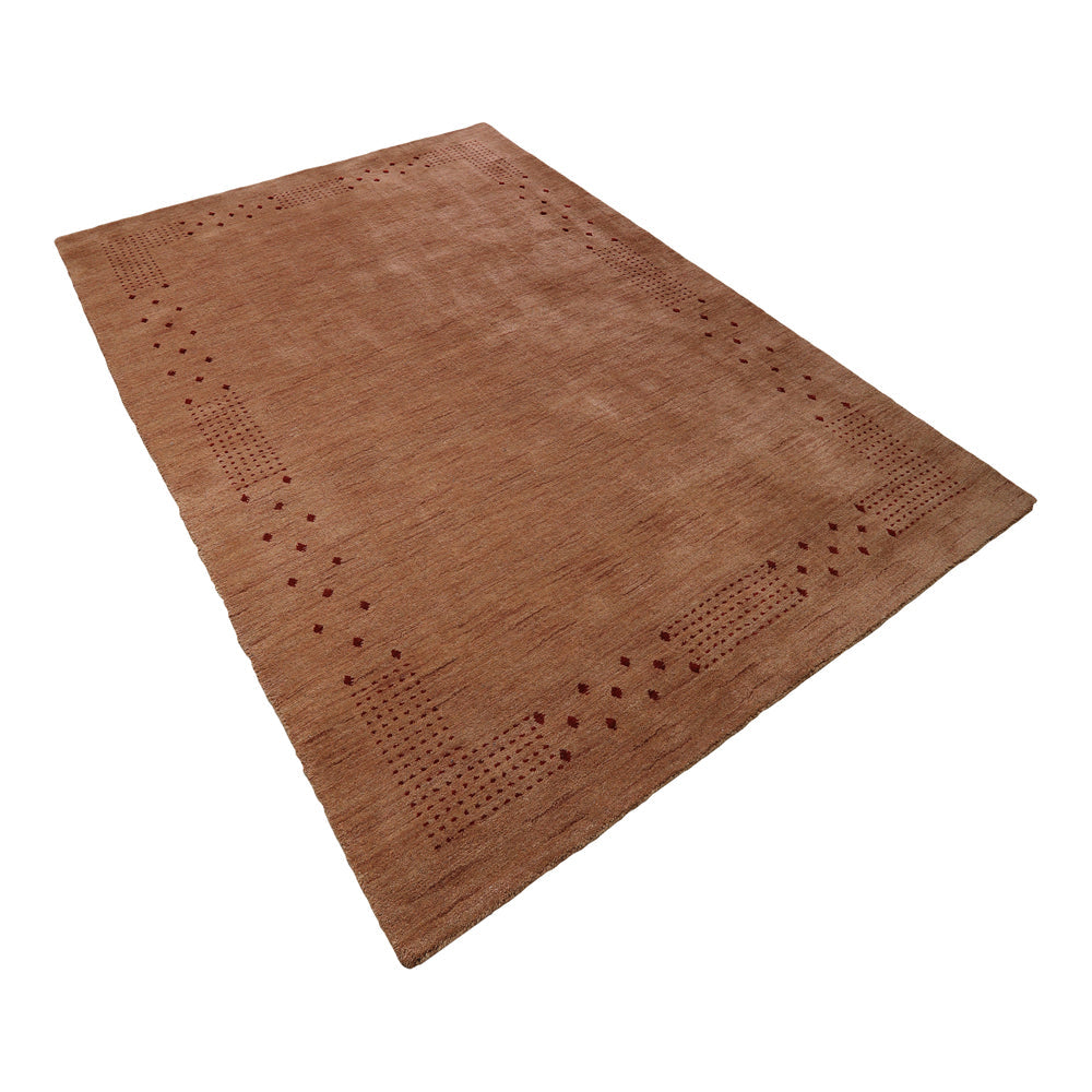 Contemporary Hand Knotted Wool Rug with Minimalist Border Design
