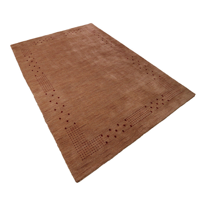 Contemporary Hand Knotted Wool Rug with Minimalist Border Design