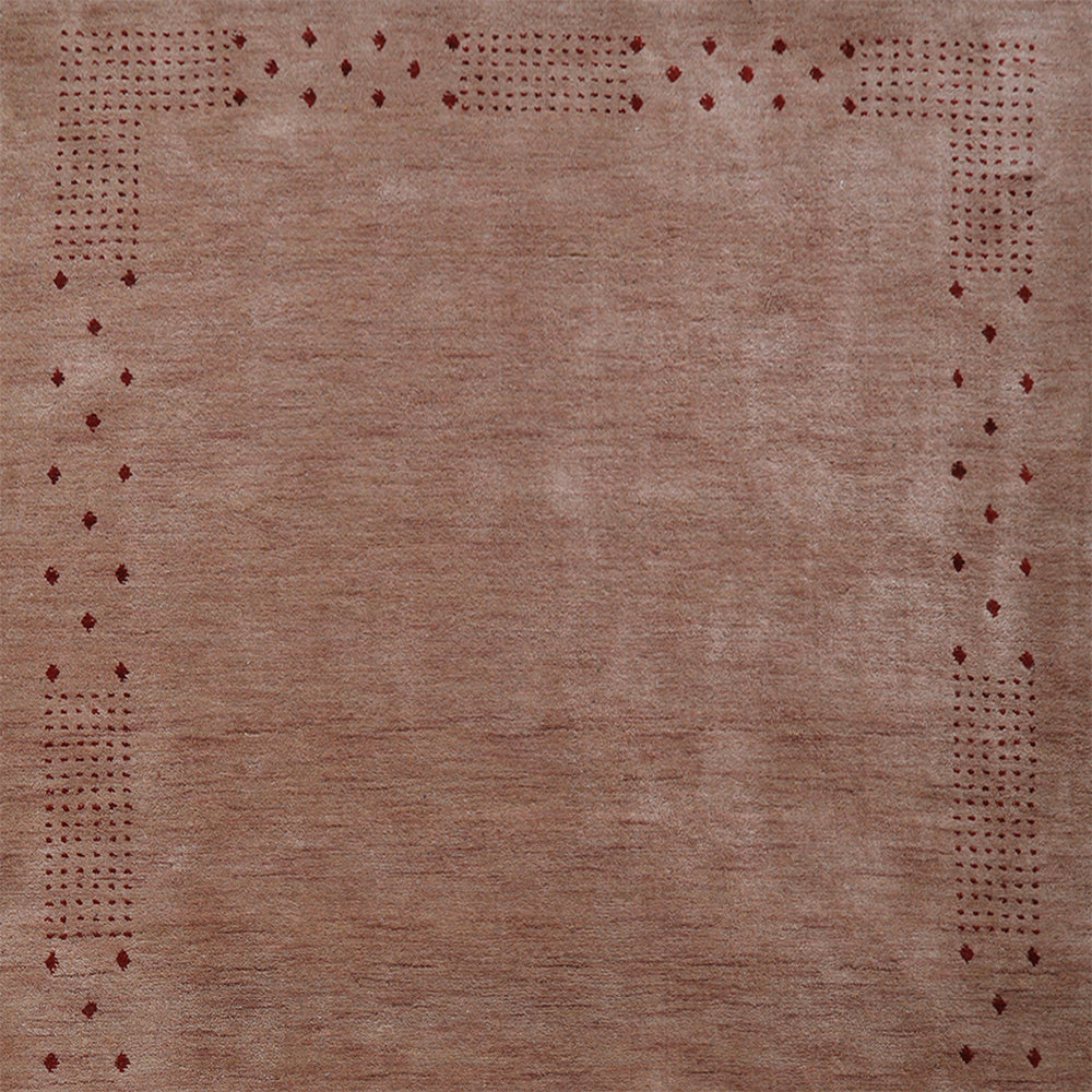 Contemporary Hand Knotted Wool Rug with Minimalist Border Design
