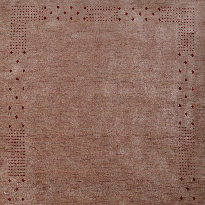 Contemporary Hand Knotted Wool Rug with Minimalist Border Design