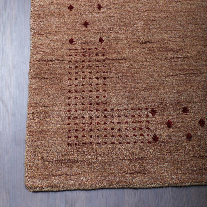 Contemporary Hand Knotted Wool Rug with Minimalist Border Design