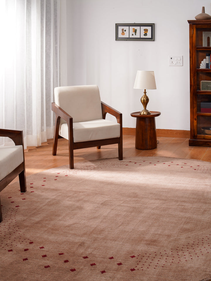 Contemporary Hand Knotted Wool Rug with Minimalist Border Design