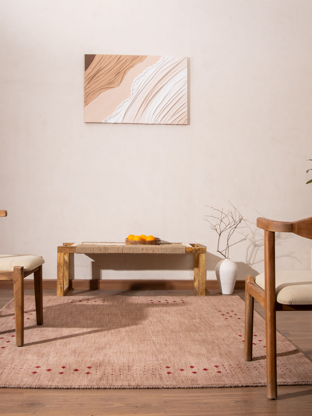 Contemporary Hand Knotted Wool Rug with Minimalist Border Design