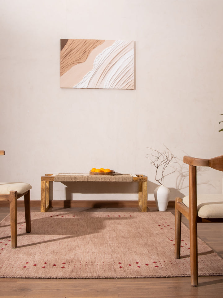 Contemporary Hand Knotted Wool Rug with Minimalist Border Design
