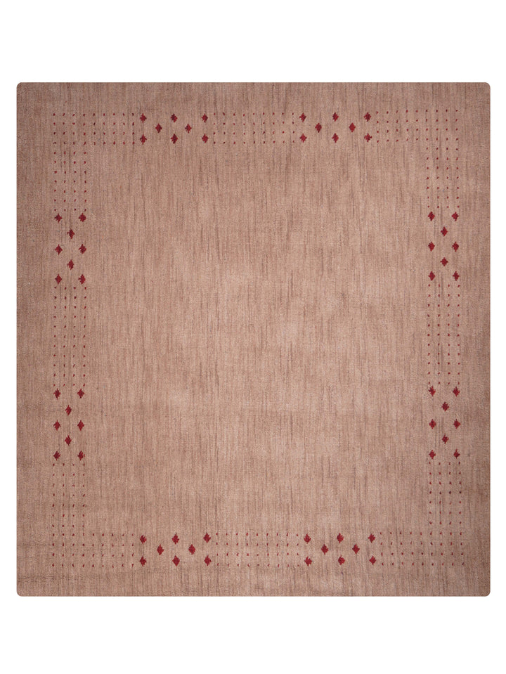 Contemporary Hand Knotted Wool Rug with Minimalist Border Design