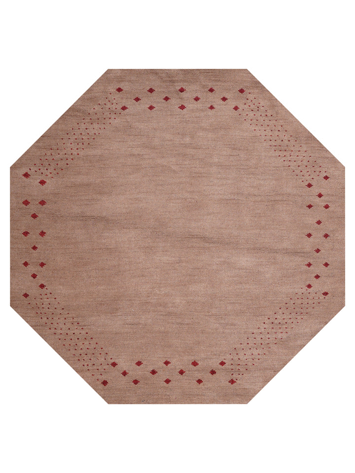Contemporary Hand Knotted Wool Rug with Minimalist Border Design