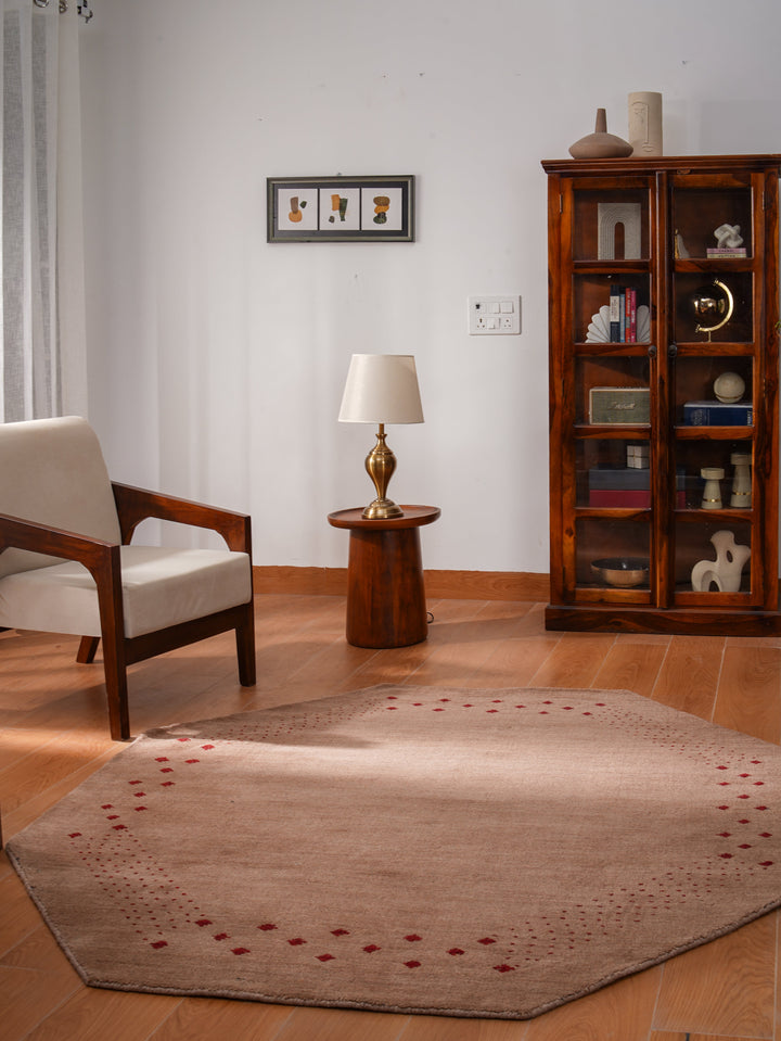 Contemporary Hand Knotted Wool Rug with Minimalist Border Design