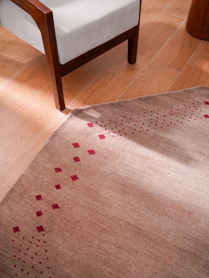 Contemporary Hand Knotted Wool Rug with Minimalist Border Design