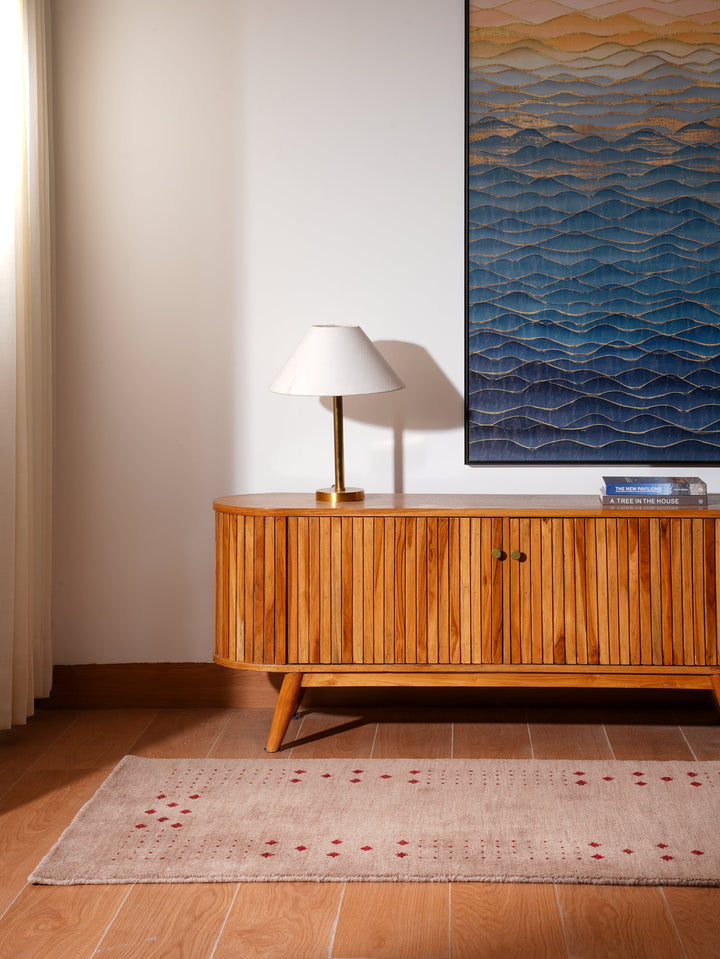 Contemporary Hand Knotted Wool Rug with Minimalist Border Design