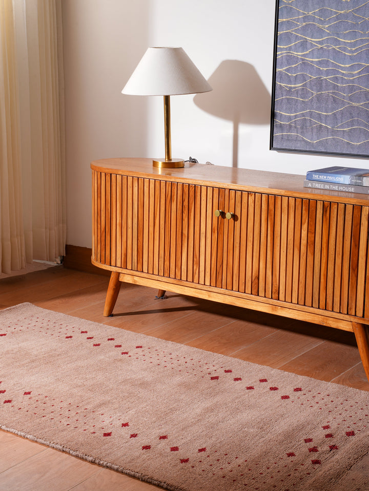 Contemporary Hand Knotted Wool Rug with Minimalist Border Design
