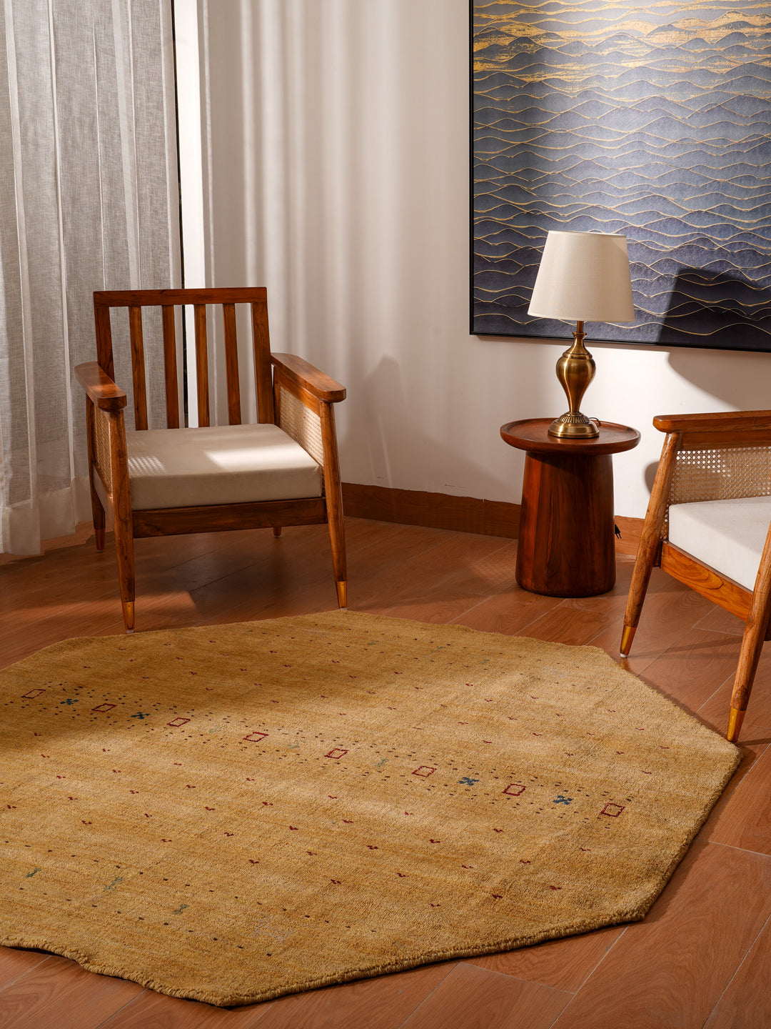Handmade Wool Rug – Minimalist Patterned Style
