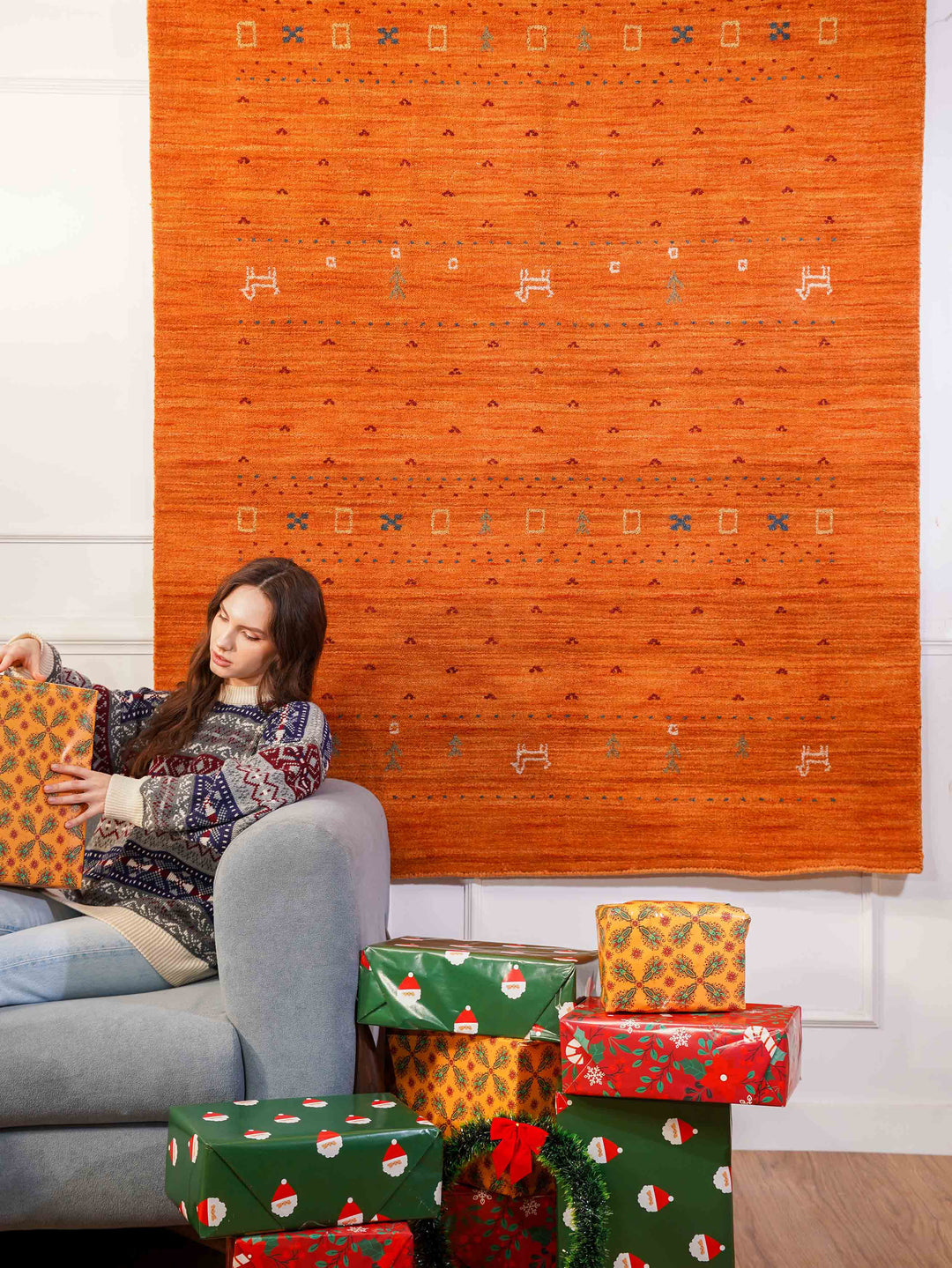Handmade Wool Rug – Minimalist Patterned Style