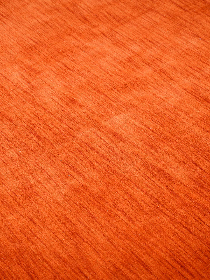 Light Red Solid Hand-Knotted Wool Rug