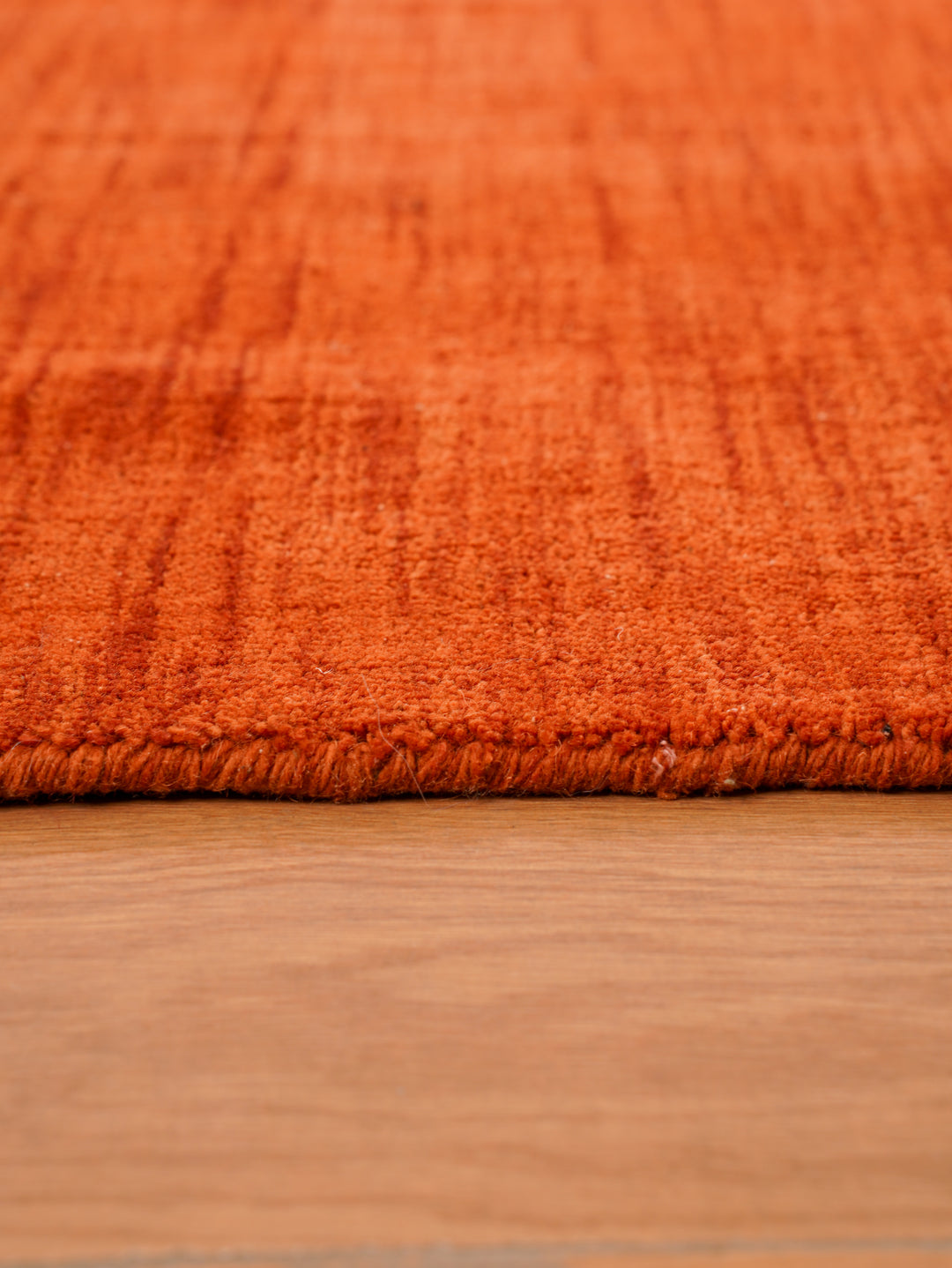 Light Red Solid Hand-Knotted Wool Rug