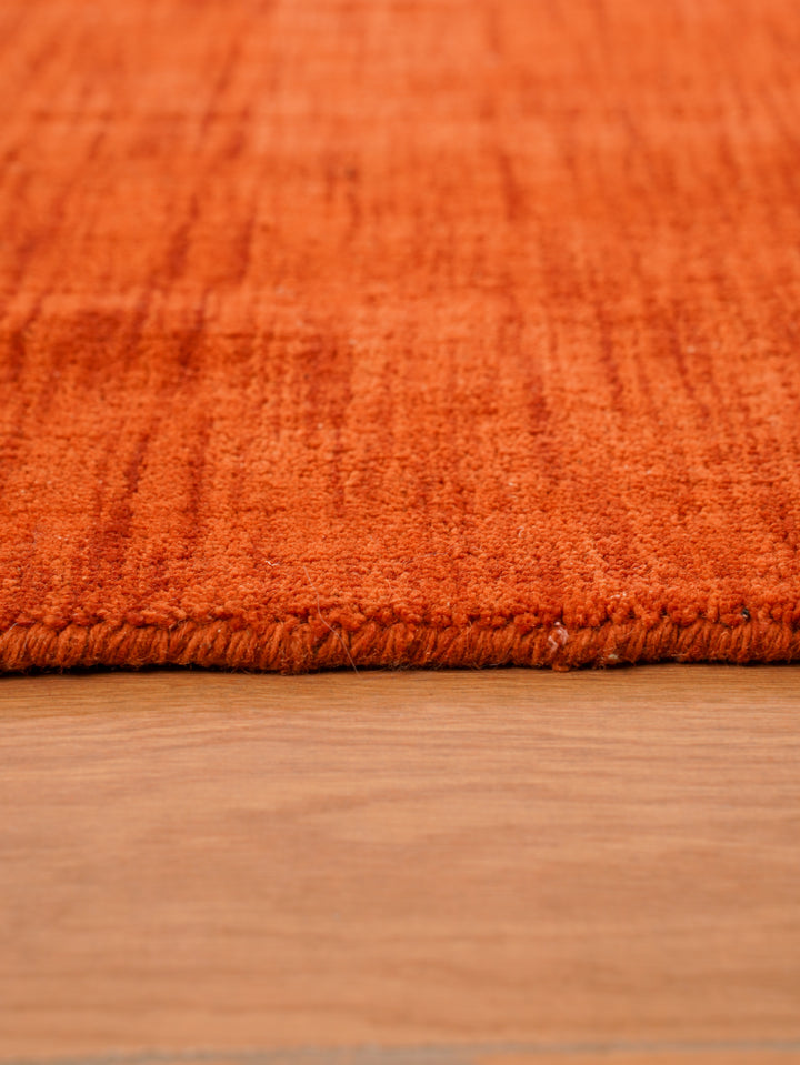Light Red Solid Hand-Knotted Wool Rug