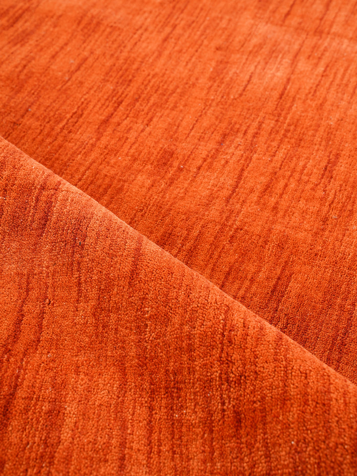 Light Red Solid Hand-Knotted Wool Rug