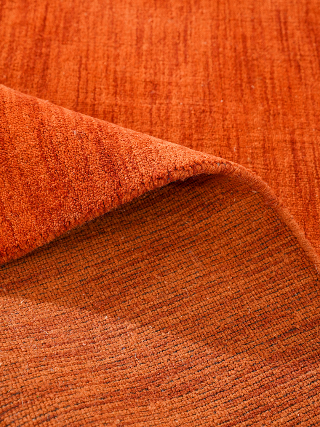 Light Red Solid Hand-Knotted Wool Rug