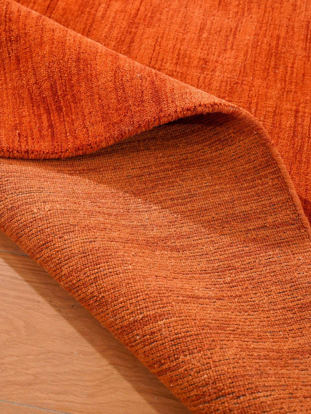 Light Red Solid Hand-Knotted Wool Rug