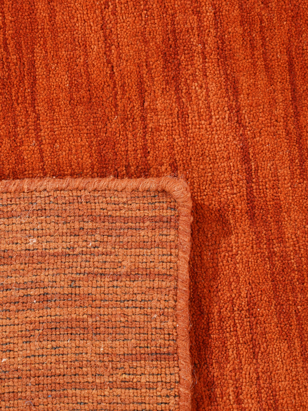 Light Red Solid Hand-Knotted Wool Rug
