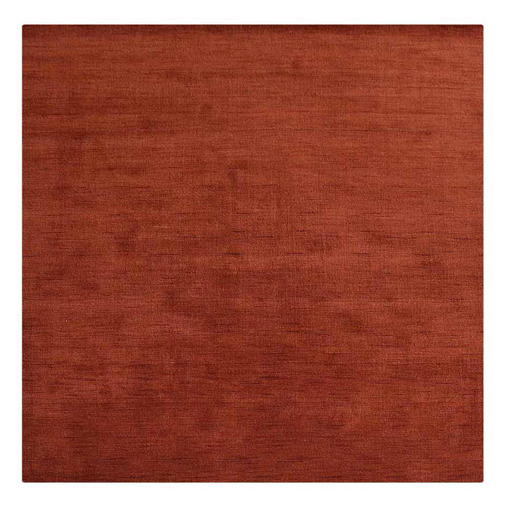 Light Red Solid Hand-Knotted Wool Rug