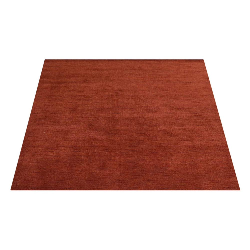 Light Red Solid Hand-Knotted Wool Rug