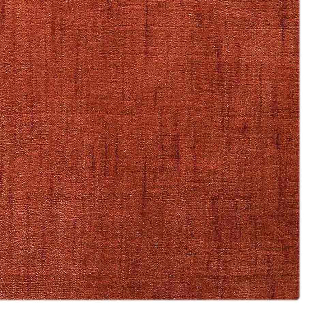 Light Red Solid Hand-Knotted Wool Rug