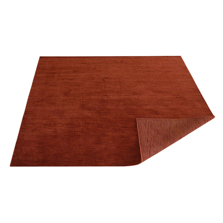 Light Red Solid Hand-Knotted Wool Rug