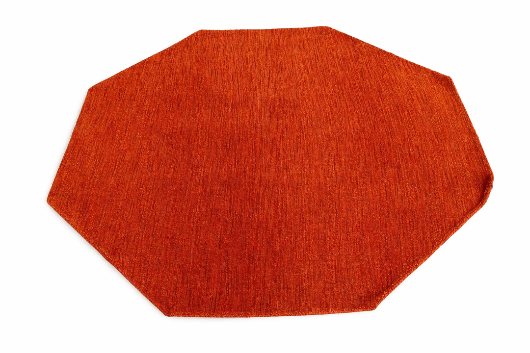 Light Red Solid Hand-Knotted Wool Rug