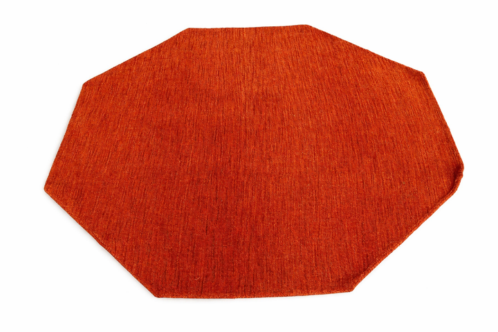 Light Red Solid Hand-Knotted Wool Rug