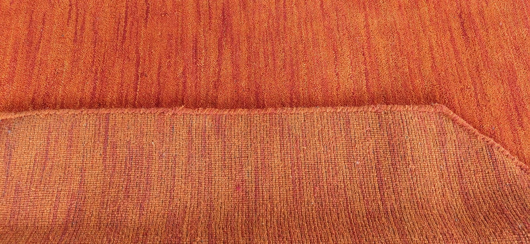 Light Red Solid Hand-Knotted Wool Rug