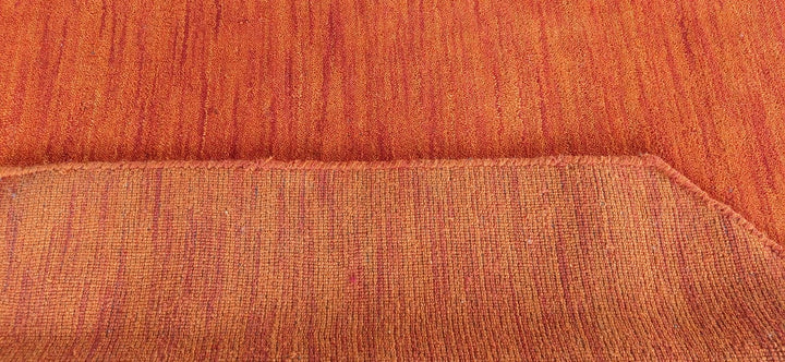 Light Red Solid Hand-Knotted Wool Rug