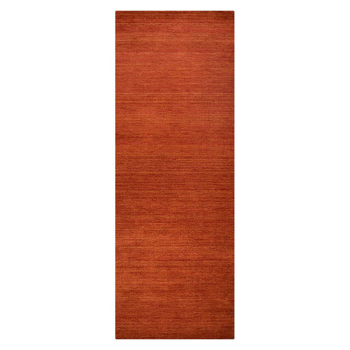 Light Red Solid Hand-Knotted Wool Rug