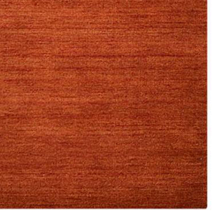 Light Red Solid Hand-Knotted Wool Rug