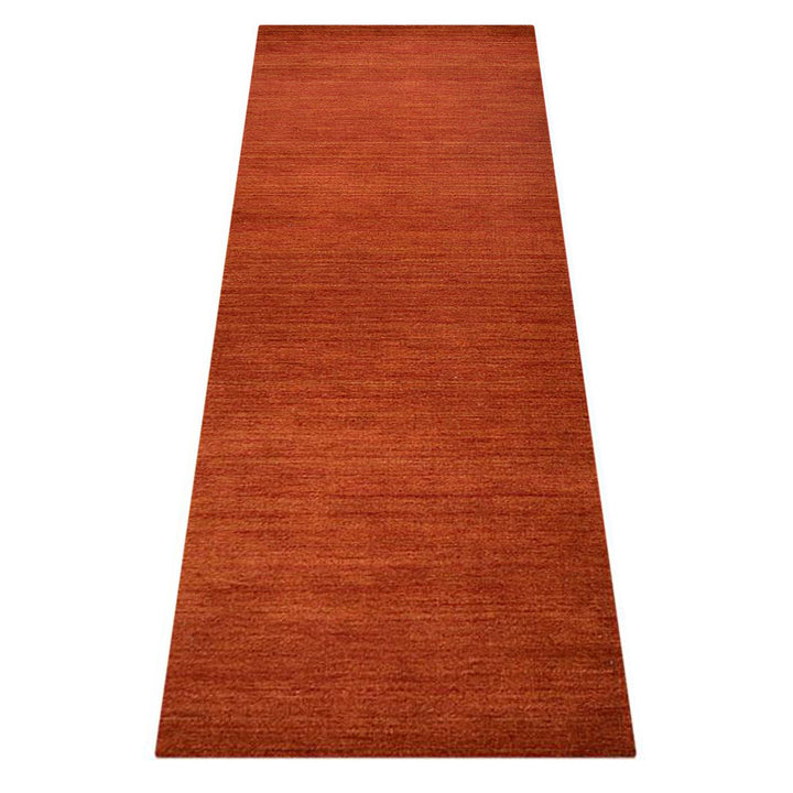 Light Red Solid Hand-Knotted Wool Rug