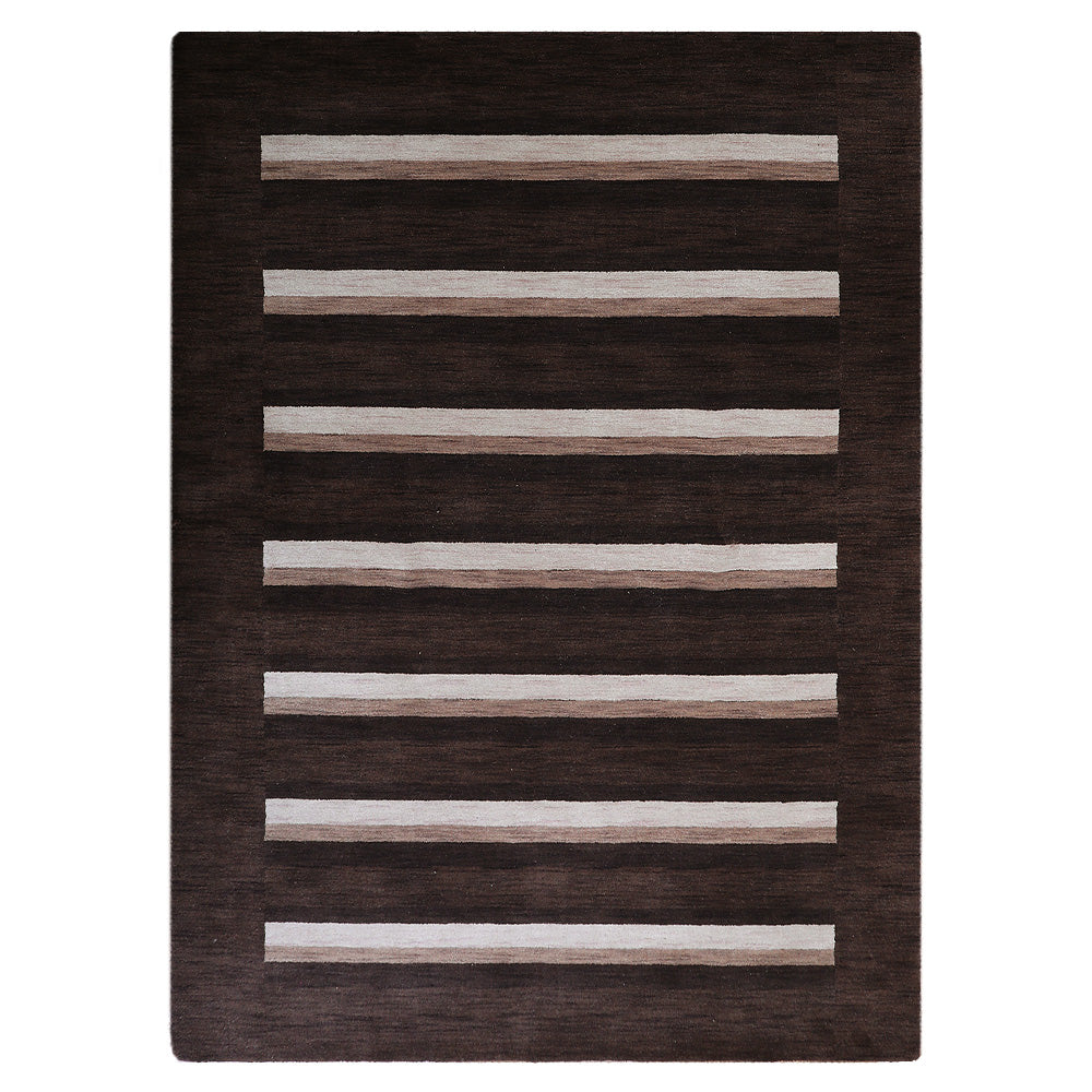 Hand Knotted Wool Area Rug Contemporary Brown Beige L00904