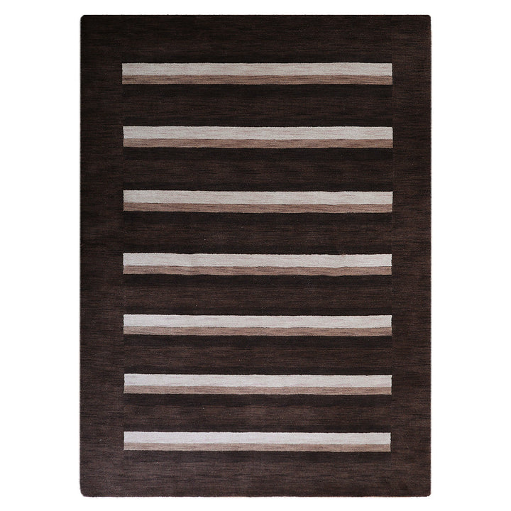Hand Knotted Wool Area Rug Contemporary Brown Beige L00904