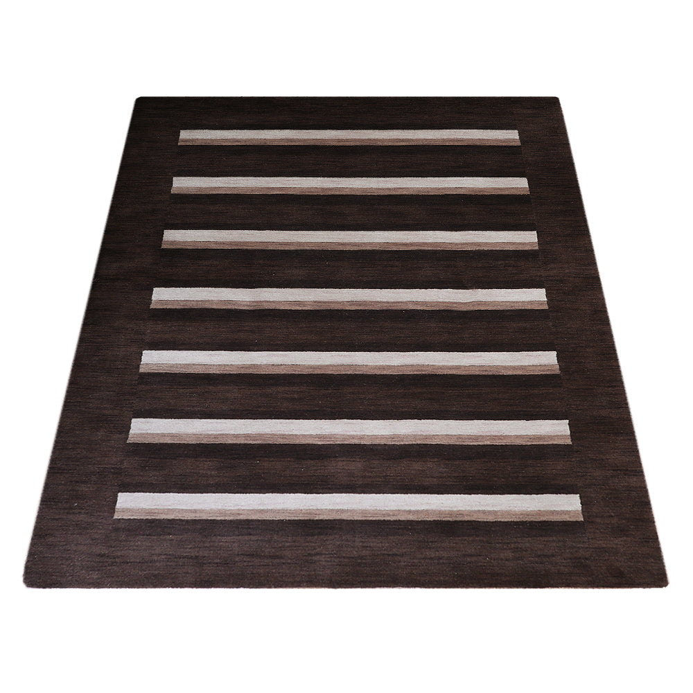 Hand Knotted Wool Area Rug Contemporary Brown Beige L00904
