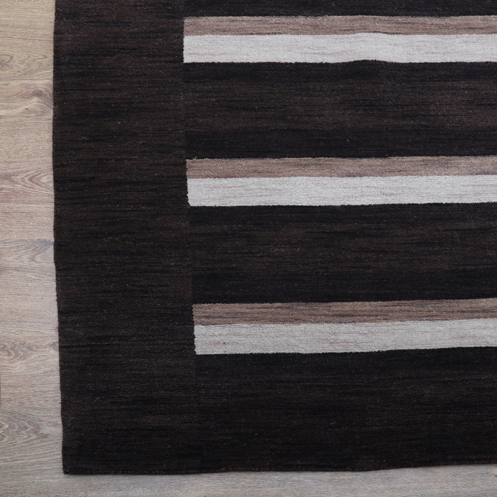 Hand Knotted Wool Area Rug Contemporary Brown Beige L00904