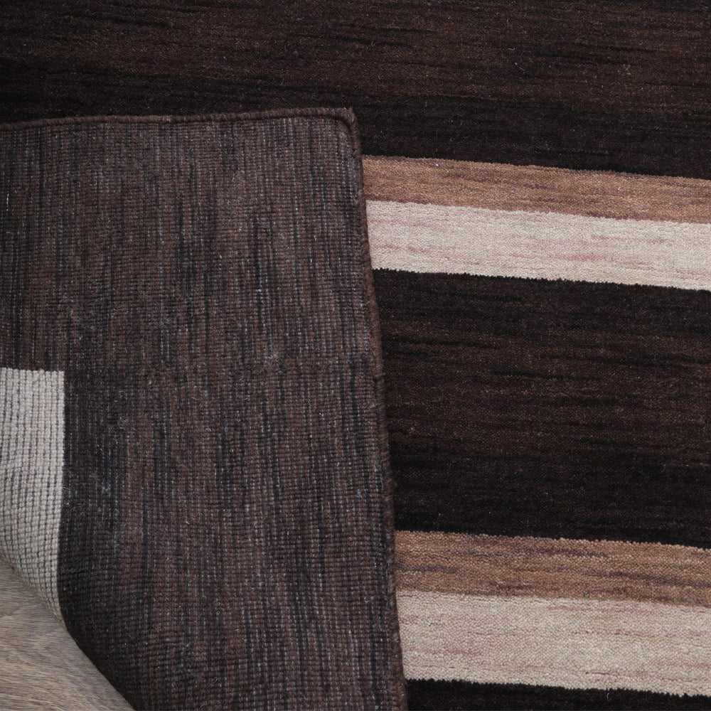 Hand Knotted Wool Area Rug Contemporary Brown Beige L00904