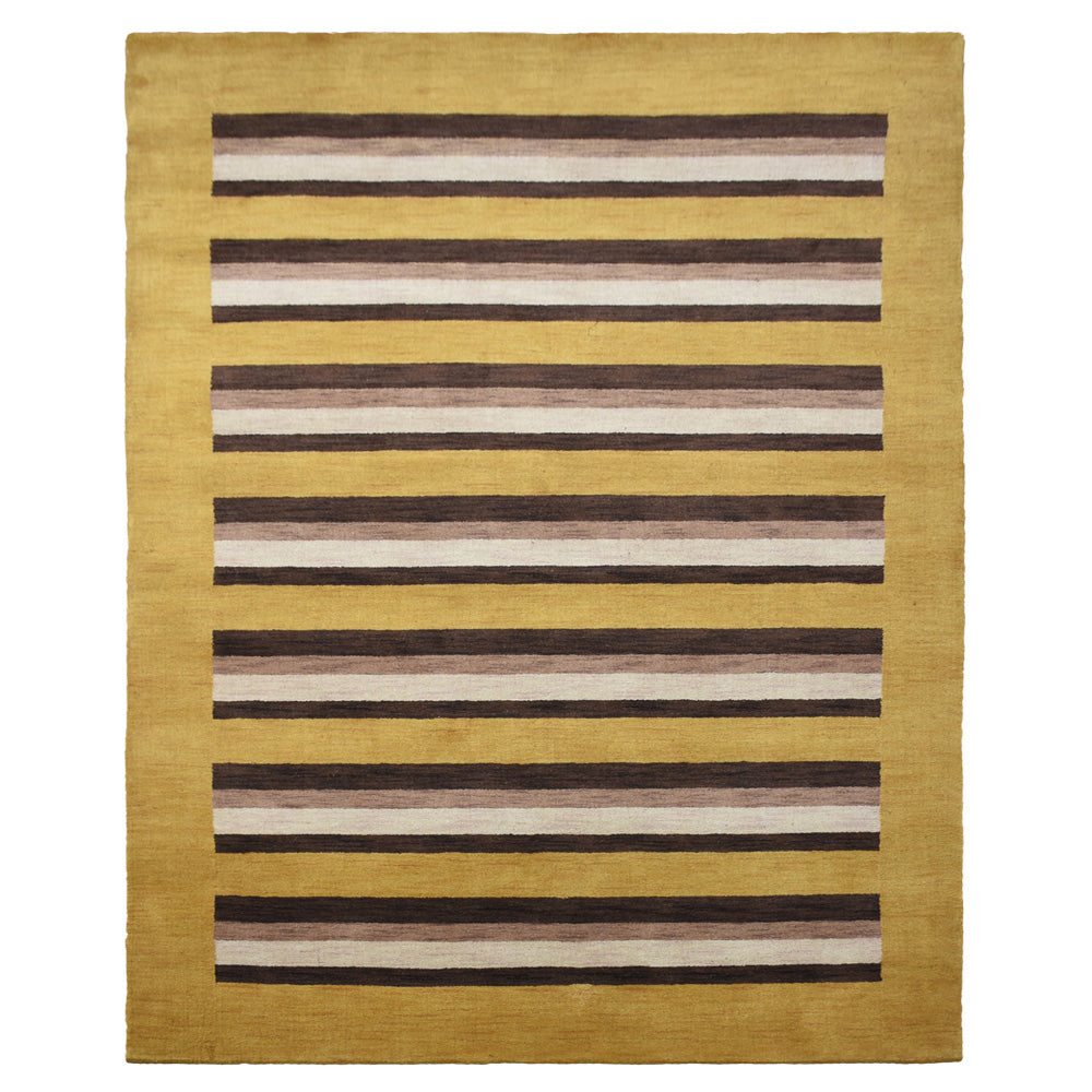Hand Knotted Wool Area Rug Contemporary Brown Beige L00904