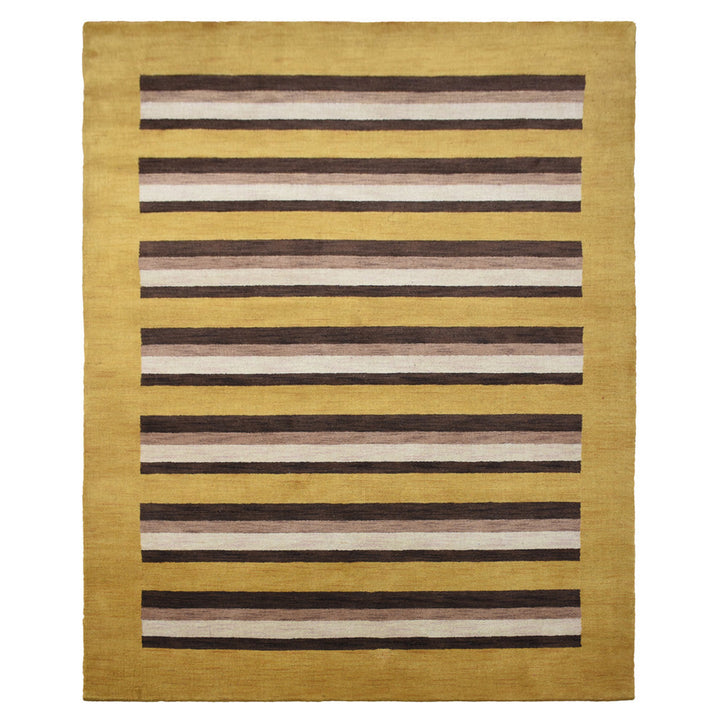 Hand Knotted Wool Area Rug Contemporary Brown Beige L00904