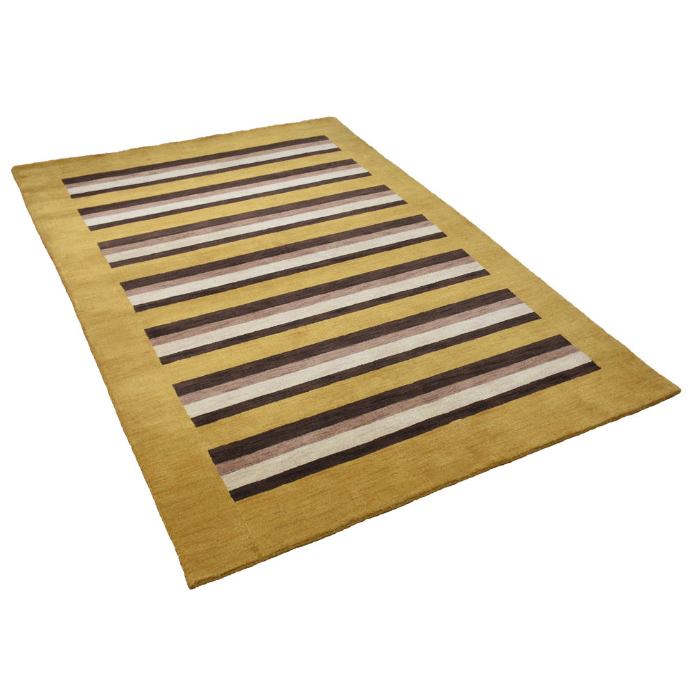 Hand Knotted Wool Area Rug Contemporary Brown Beige L00904