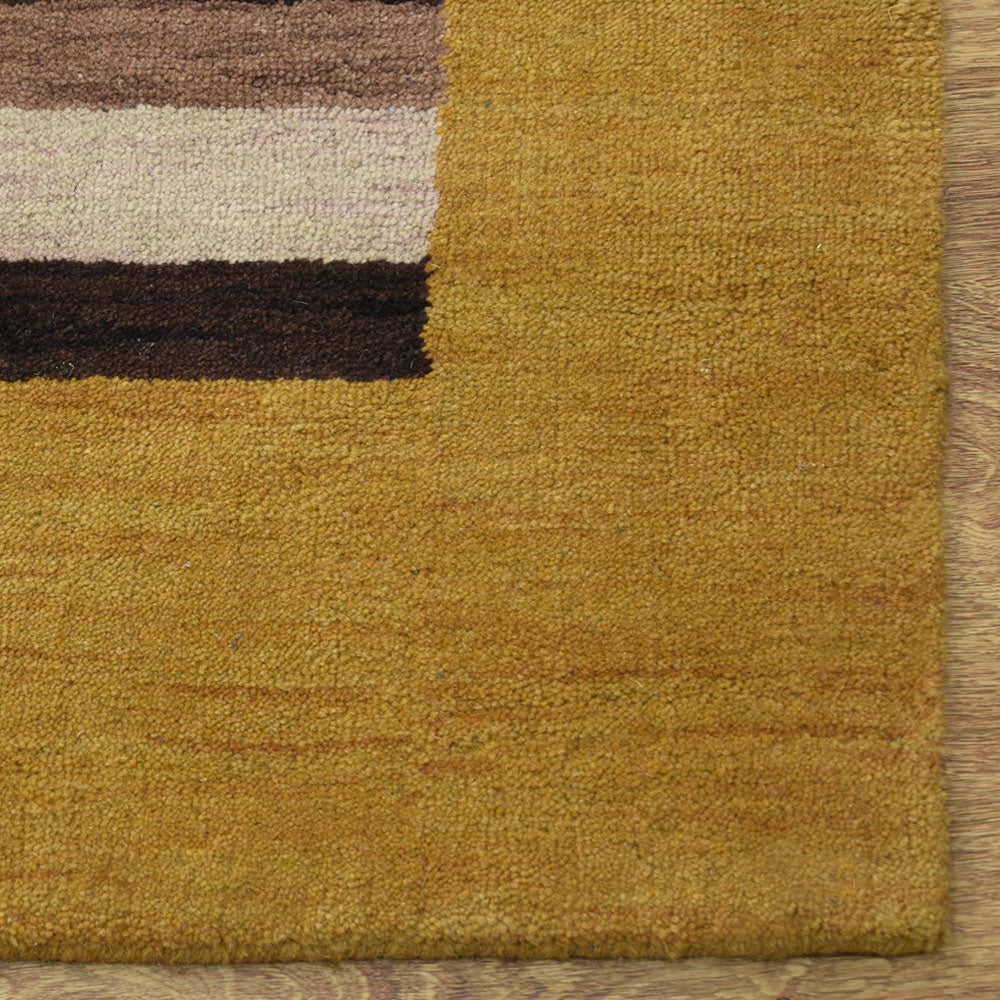 Hand Knotted Wool Area Rug Contemporary Brown Beige L00904