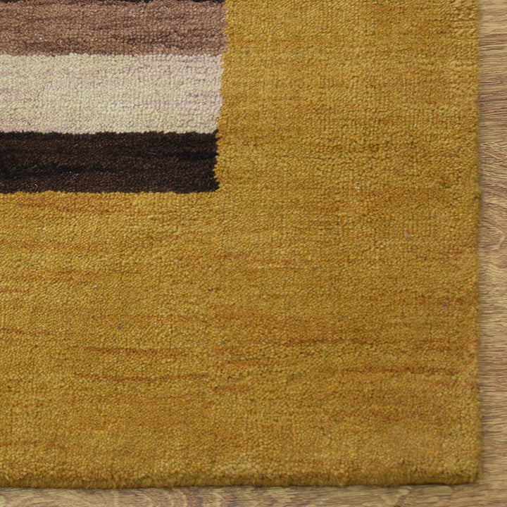 Hand Knotted Wool Area Rug Contemporary Brown Beige L00904