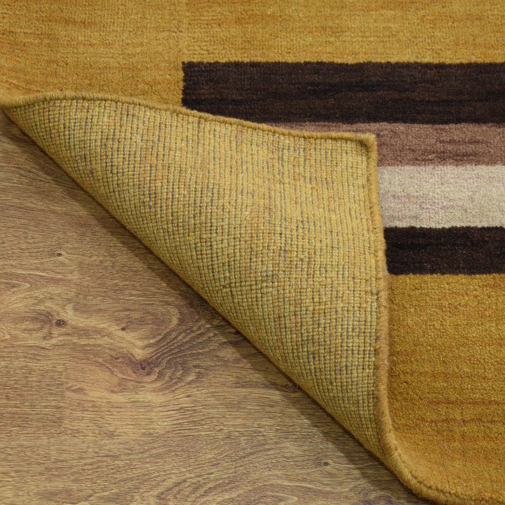 Hand Knotted Wool Area Rug Contemporary Brown Beige L00904
