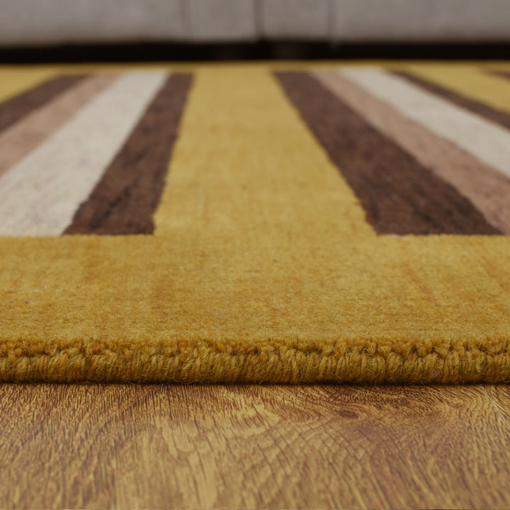 Hand Knotted Wool Area Rug Contemporary Brown Beige L00904