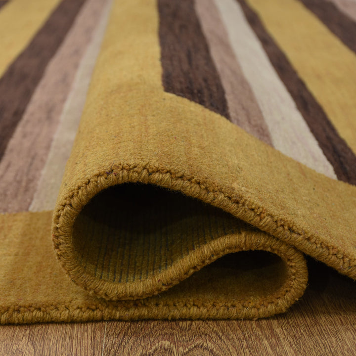 Hand Knotted Wool Area Rug Contemporary Brown Beige L00904