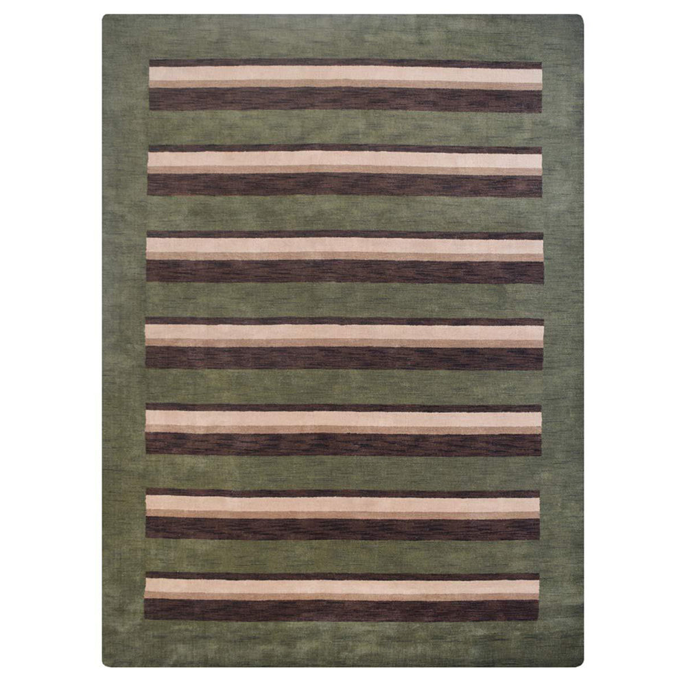Hand Knotted Wool Area Rug Contemporary Brown Beige L00904