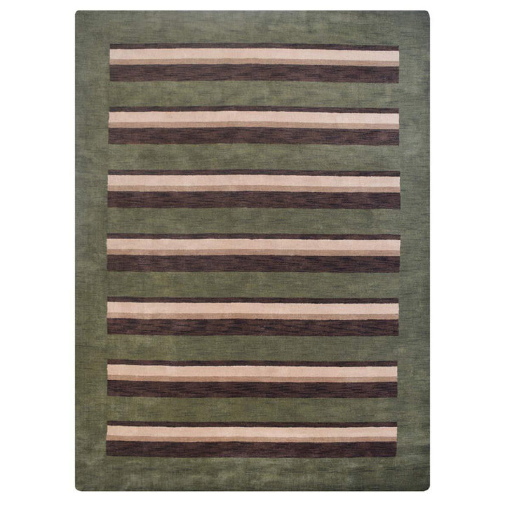 Hand Knotted Wool Area Rug Contemporary Brown Beige L00904