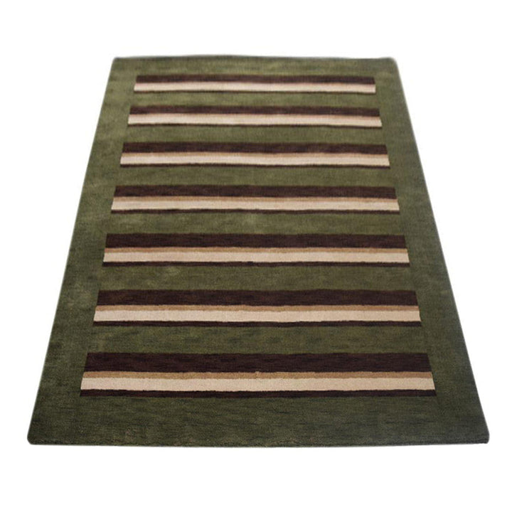 Hand Knotted Wool Area Rug Contemporary Brown Beige L00904